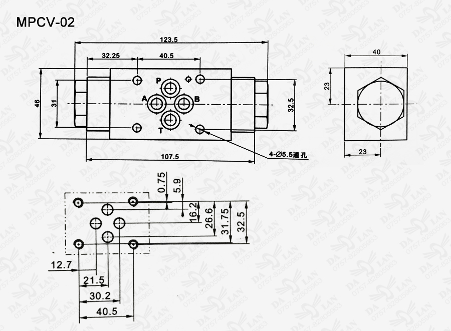 大兰MPCV-02叠加式液控单向阀尺寸