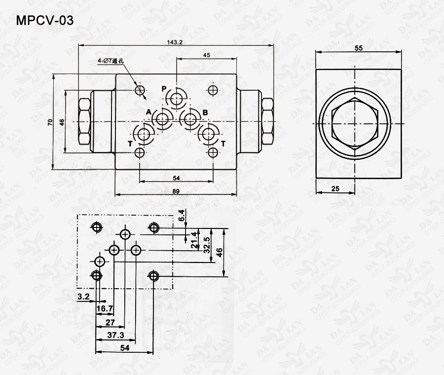 大兰MPCV-03叠加式液控单向阀尺寸