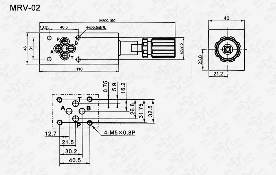 大兰MRV-02叠加式溢流阀尺寸